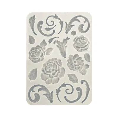 Afbeelding van Stamperia Brocante Antiques Silicon Mould A5 Flowers and Embellishments (KACMA507)