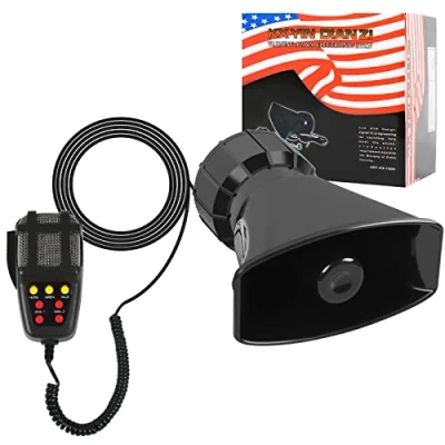 Afbeelding van TIHOOK 12 V sirene, 7 tone hoorn, auto sirene luidspreker, noodversterker trompet alarm, luidsprekersysteem, claxon, megafoon met en microfoon
