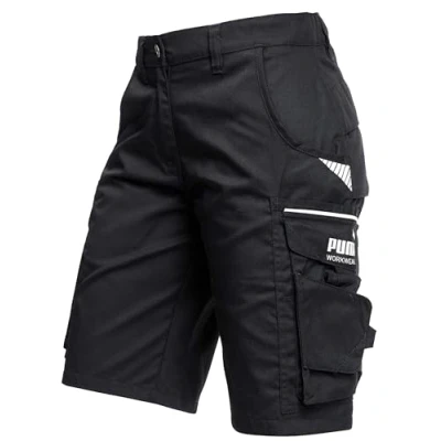 Afbeelding van PUMA Workwear Precision X Werkshorts voor dames, vele zakken en reflectoren, ideaal ambachtslieden, productie bouwvakkers, zwart.