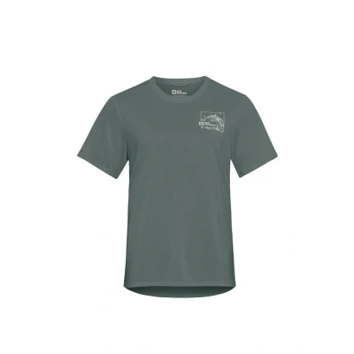 Afbeelding van Jack Wolfskin Vonnan Graphic Sport Tshirt, Dames, Maat: XXL, Ridge leaf slate green