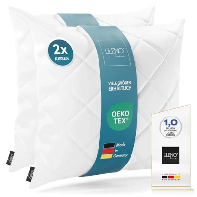 Afbeelding van LILENO HOME Set van 2 kussens, 60 x cm, wasbaar op 95 graden, geschikt voor mensen met een allergie, polyester, als bankkussen, cocktailkussen en kussen