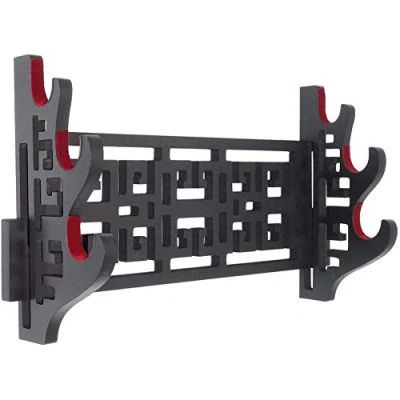 Afbeelding van Z fiber Zwaardhouder Wandhouder Fluweel Gewatteerd Katana Samurai Houder Display Stand Draak Hanger, 3 Tier