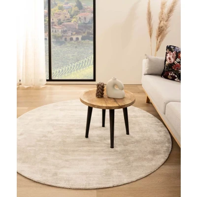 Afbeelding van Viscose Vloerkleed Rond Glamour Ivoor 140 Cm