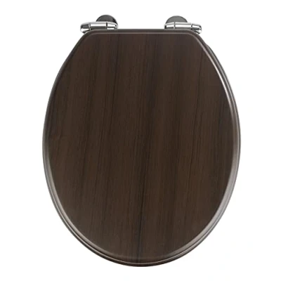 Afbeelding van WENKO Wenge WC bril met automatische sluiting, bruin donkerbruin