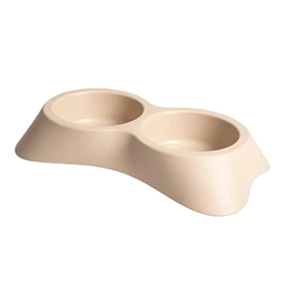 Afbeelding van Duvoplus Voerbak Hond Eetpot Nuvola Doppia 2 20x35x6cm/300ml Mocaccino 1st