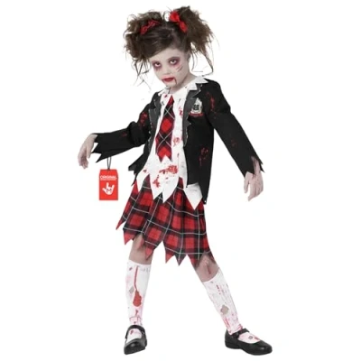 Afbeelding van Morph zombie kostuum voor meisjes, schoolmeisje, kostuum, Halloween, maat XL