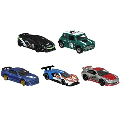 Afbeelding van Hot Wheels HFF49 Forza 5 stuks racevoertuigen in schaal 1:64 met authentieke details en realistisch design, cadeau voor verzamelaars kinderen vanaf 3 jaar