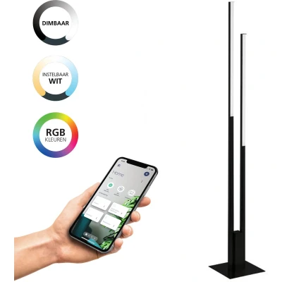 Afbeelding van EGLO connect.z Fraioli Z Smart Vloerlamp LED 175,5 cm Zwart/Wit Instelbaar RGB &amp; wit licht Dimbaar Zigbee