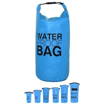 Afbeelding van DonDon waterdichte outdoor dry bag zak droge met riemen bescherming tegen water voor uw waardevolle spullen en voorwerpen lichtblauw 10 liter
