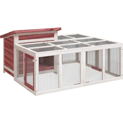 Afbeelding van vidaXL Konijnenhok 144x123x67,5 cm massief grenenhout mokkakleurig