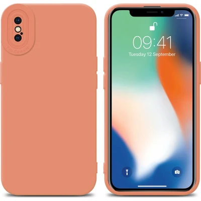 Afbeelding van Cadorabo Hoesje geschikt voor Apple iPhone XS MAX in Fluid LICHT ORANJE Beschermhoes gemaakt van flexibel TPU silicone Cover Case