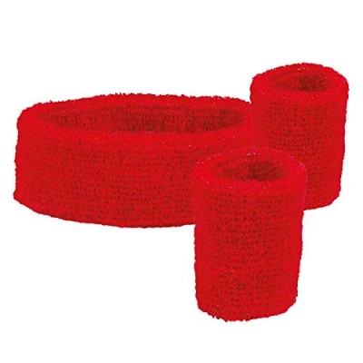 Afbeelding van Boland 3 Zweetbandjes Rood Één maat Volwassenen Unisex 80&#039;s &amp; 90&#039;s Disco Sport