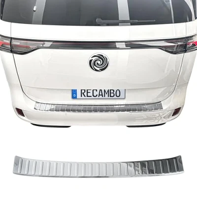 Afbeelding van RECAMBO bumperbescherming van roestvrij staal, compatibel met VW ID Buzz vanaf 2022, hoogglans gepolijst, chroomlook, stijl en
