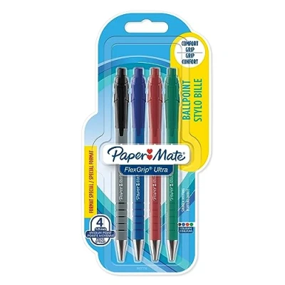 Afbeelding van Balpen Paper Mate Flexgrip Ultra blister 3+1 gratis assorti