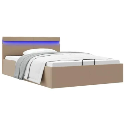 Afbeelding van vidaXL Bedframe met opslag en LED kunstleer cappuccino 120x200 cm