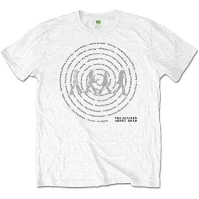 Afbeelding van The Beatles Abbey Road Songs Swirl Heren T shirt L Wit