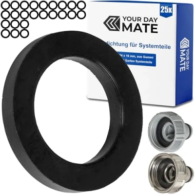 Afbeelding van 25 stuks vervangende platte afdichtingen voor tuinsysteemonderdelen G 3/4 inch compatibel met Gardena kraanaansluitingen 26,5 mm, 18201, 18241, 2801, 938, rubber, Ø 24 x 16 afdichting