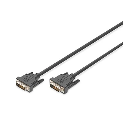 Afbeelding van Digitus AK 320108 010 S DVI kabel Aansluitkabel D 24+1 polige stekker, stekker 1.00 m Zwart Schroefbaar