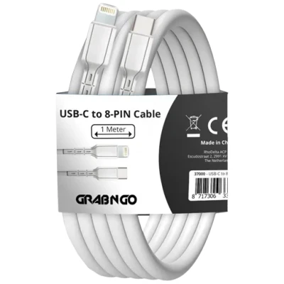 Afbeelding van Grab &#039;N Go USB C Lightning Kabel 1 Meter Wit