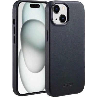 Afbeelding van Accezz Hoesje Geschikt voor iPhone 15 MagSafe Leather Backcover zwart