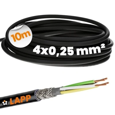 Afbeelding van 10 meter Lapp 1030475 LiYCY afgeschermde stuurkabel 4x0,25 mm² I UV bestendig Signaalkabel 4 draads Datakabel voor buitengebruik Soldeerkabel LED aansluitkabel Zwarte