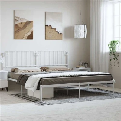 Afbeelding van vidaXL Bedframe met hoofdbord metaal wit 183x213 cm
