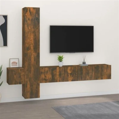Afbeelding van vidaXL 5 delige Tv meubelset bewerkt hout gerookt eikenkleurig