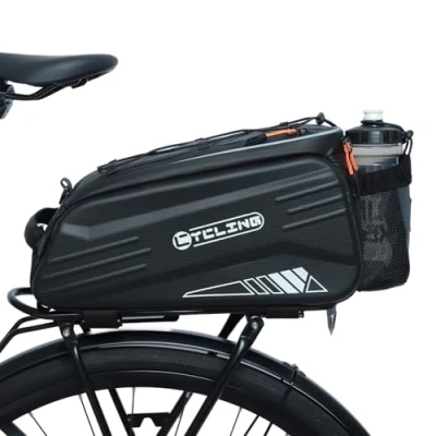 Afbeelding van Gkstly fietstas voor bagagedrager, waterdicht, 8 liter, opbergtas mountainbike, met schouderriem, zwart