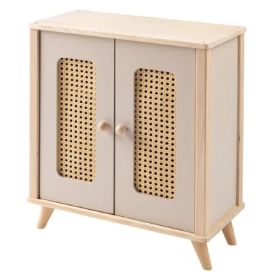 Afbeelding van howa Houten Speelgoed Kledingkast &quot;miniflowers&quot; Rotan look inclusief 3 Kleerhangers 2660