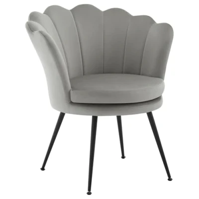 Afbeelding van WOLTU Relaxstoel bloemblaadjes fauteuil slaapkamer woonkamer stoel met metalen poten belasting 150 kg grijs SKS50g