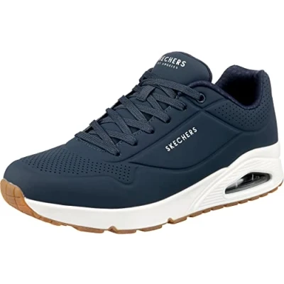 Image de Skechers Uno Stand On Air Homme Baskets Sneaker, Bordure Durabuck bleu marine, 44 EU