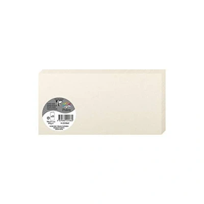 Afbeelding van Clairefontaine 22586C verpakking met 25 dubbele kaarten formaat DL (10,6 x 21,3 cm) 210 g/m² kleur: ivoorkleurig uitnodigingskaarten voor evenementen en correspondentie pollen serie