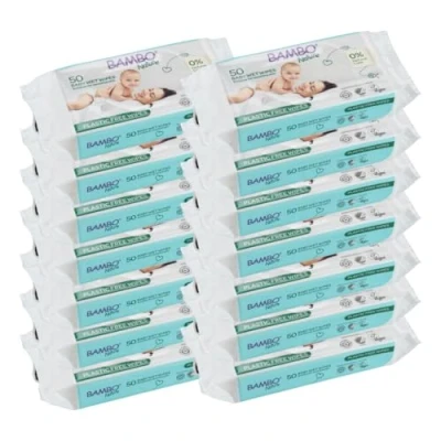 Afbeelding van Bambo Nature 100% Biologisch Afbreekbare Doekjes (14x 50 stuks)