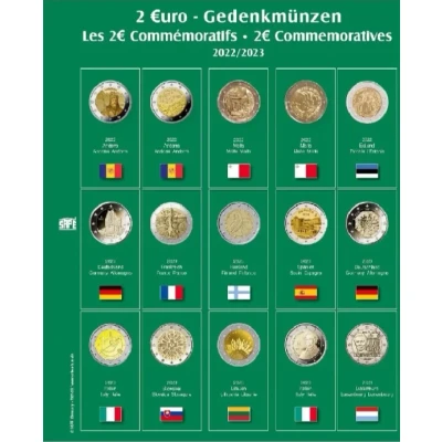 Afbeelding van Safe Safe, Premium, Bladen (4 rings) voor 2 Euromunten 2022/23 blad 33 Transp. incl. groen voordrukblad afm: 205x255 mm. per st.