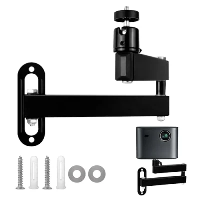 Afbeelding van letuxaamz Projectorwandhouder, metalen wandhouder, meerhoekig, verstelbare projectorhouder, met 1/4 inch schroefinterface
