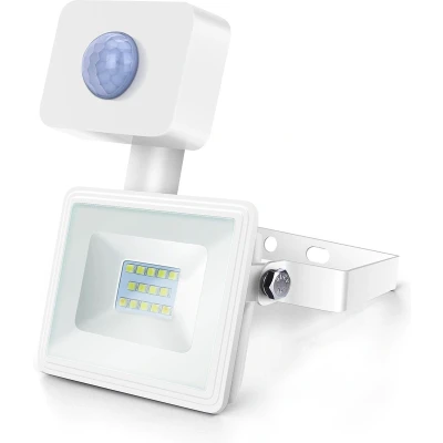 Afbeelding van LED buitenlamp wit 10W=100W schijnwerper IR sensor daglichtwit 6400K waterdicht IP65