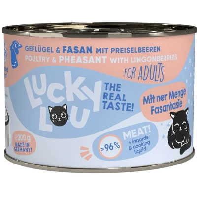 Afbeelding van 6x200g Lucky Lou Lifestage Adult Gevogelte &amp; Fazant Natte Kattenvoer
