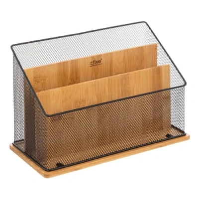 Afbeelding van 5Five lectuurbak/tijdschriftcassette mesh 29 x 14 20 cm bamboe hout