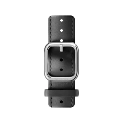 Afbeelding van Withings Hoogwaardige leren armband voor ScanWatch, Steel HR, HR Sport, Move ECG, en Steel, Gebogen zilverkleurig leer Zwart, 18 mm, modern, zilver Modern
