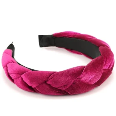 Afbeelding van DRESHOW gevlochten haarbanden voor vrouwen fluwelen haarring gekruiste elastische accessoires, 1 x haarhoepel: fuchsia