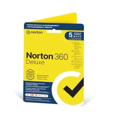 Afbeelding van Norton 360 Deluxe 2025, 5 Apparaten, 1 jaar, Apparaatbeveiliging, Dark Web Monitoring, Secure VPN en wachtwoordbeheer, PC/Mac/iOS/Android