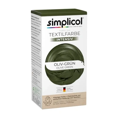 Afbeelding van simplicol Intensive Express Machine kleurset (vloeibare zoutfixerende kleurstof) verpakking van 600 g olijfgroen