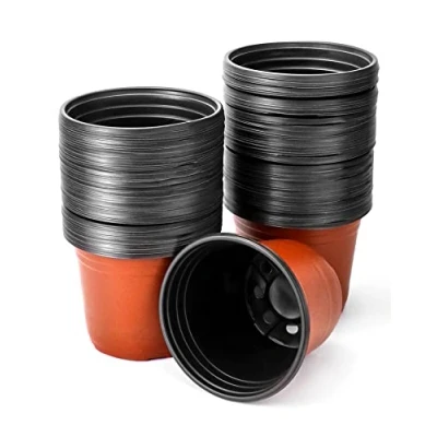 Afbeelding van QWORK® 100 stuks kunststof plantenpotten met afvoergaten Ø 15 cm zaailingpot container verplanten