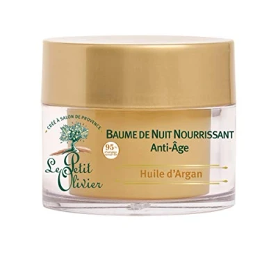 Afbeelding van Le Petit Olivier Voedende anti aging nachtbalsem arganolie gemaakt in Frankrijk pot 50 ml siliconenvrij