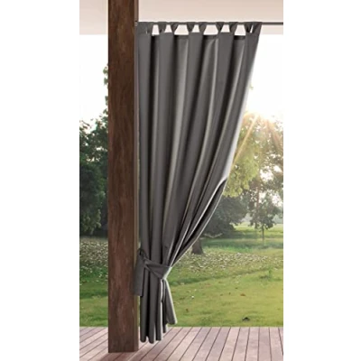 Afbeelding van Eurofirany Garden Outdoorgordijn met lussen, afneembare zonwering, inkijkbescherming, winddicht, waterdicht, voor paviljoen, terras, pergola, 155 x 220 cm, donkergrijs