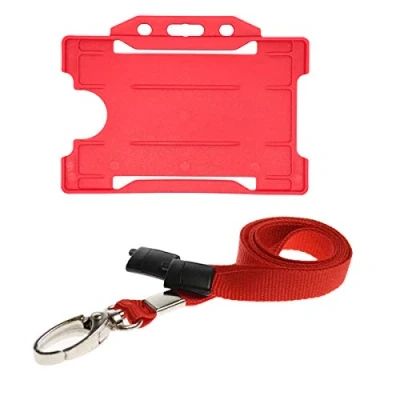 Afbeelding van ALG ID Cards kaarthouder en nekkoord met metalen clip veiligheidssluiting (rood)