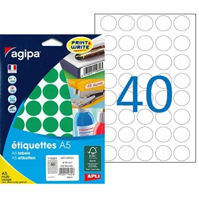 Image de Agipa Disques Adhesifs 24mm Vert Etui De 400