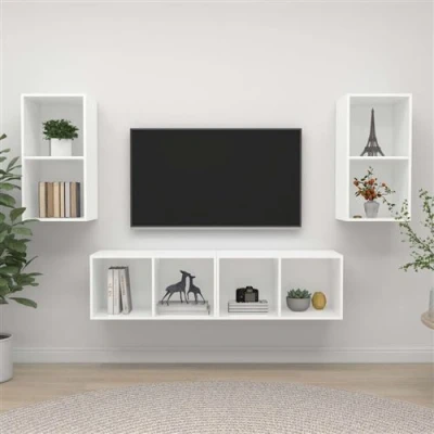 Afbeelding van vidaXL Tv wandmeubelen 4 st bewerkt hout wit