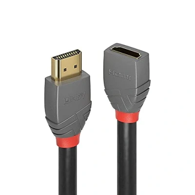 Afbeelding van LINDY 36478 HDMI kabel Verlengkabel A stekker, bus 3.00 m Antraciet, Zwart, Rood 4K UHD, Vergulde steekcontacten