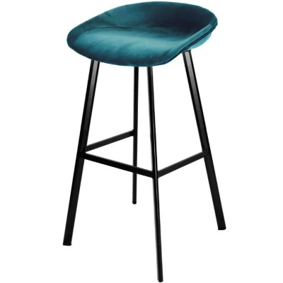 Afbeelding van Finn barkruk velvet 70 cm petrolblauw